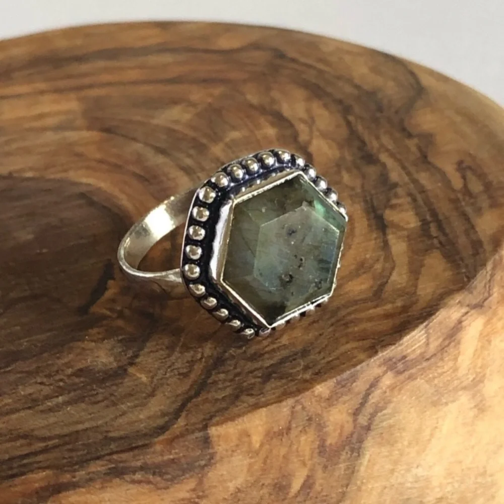 Labradorite Silver Plated Ring